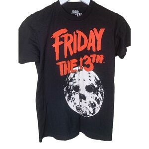 FRIDAY THE 13TH Graphic Friday The 13th Jason Print Cap Sleeve Tee Black Small